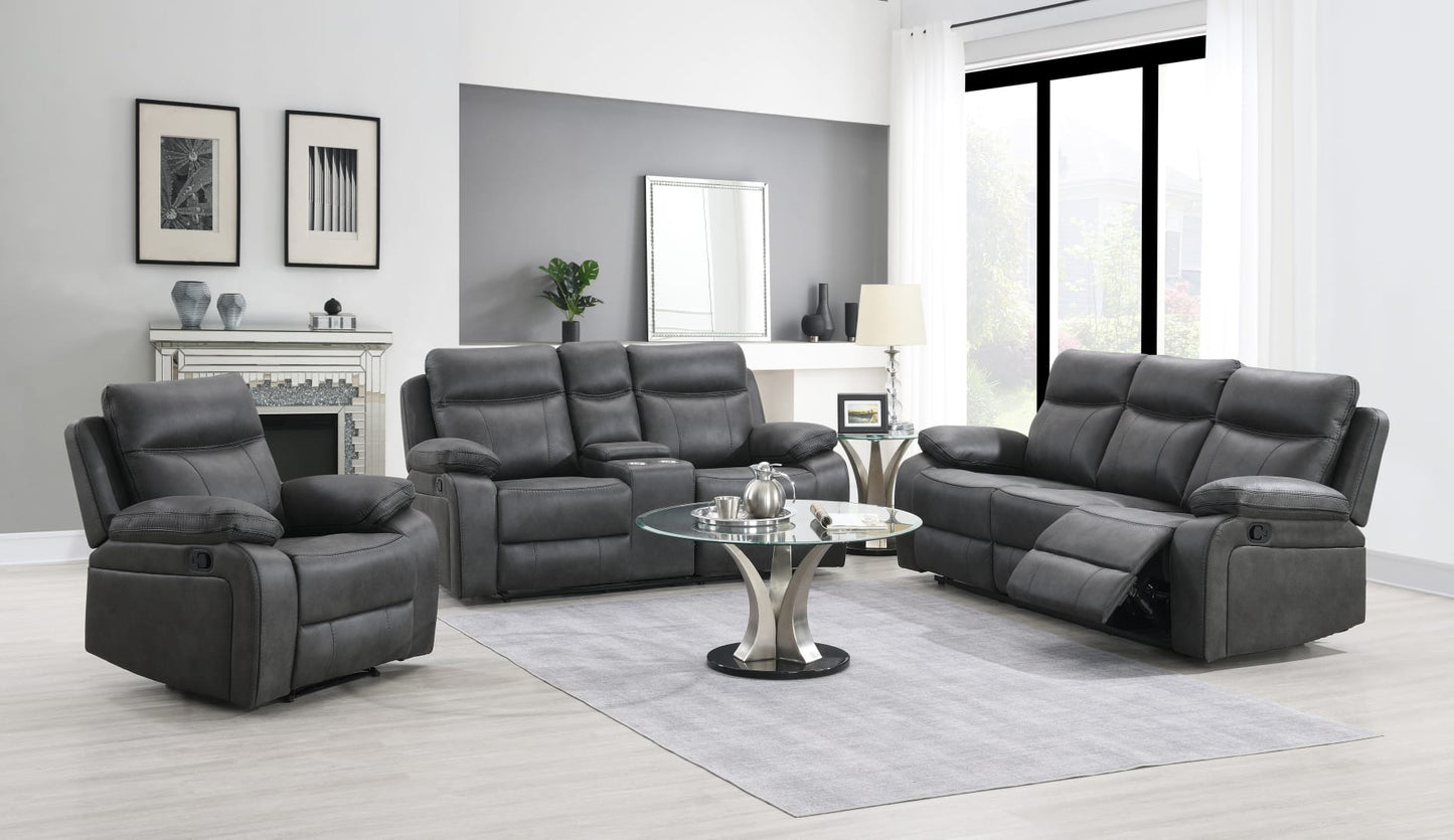 Moneen Recliner Corner Sofas - Gunmetal Grey Fabric
