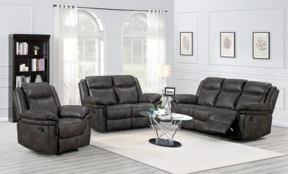 Kilkeen Recliner Sofas - Grey Brown Air Leather