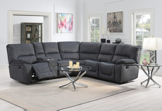 Airedale Recliner Corner Sofas - Grey Fabric