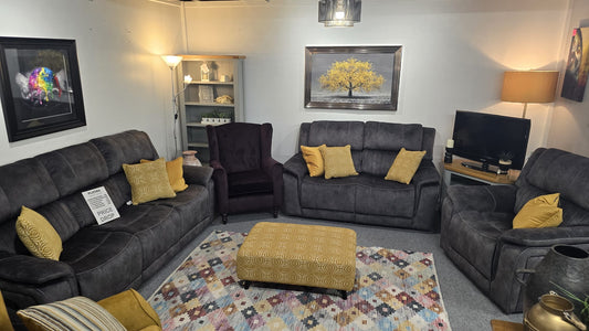 Platina Recliner Sofas - Dark Grey Fabric
