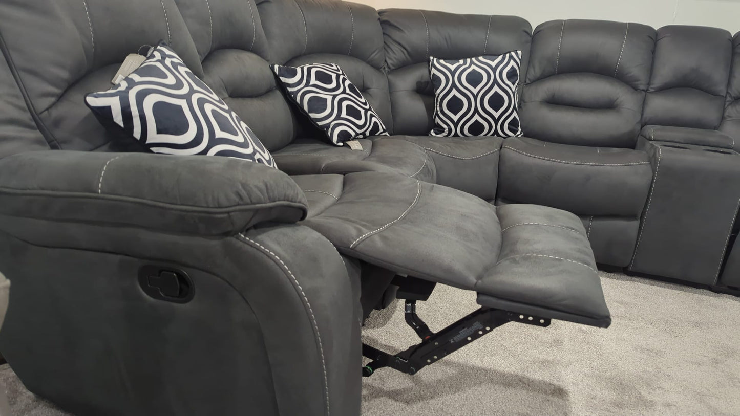 Millar Recliner Corner Sofas - Grey Fabric