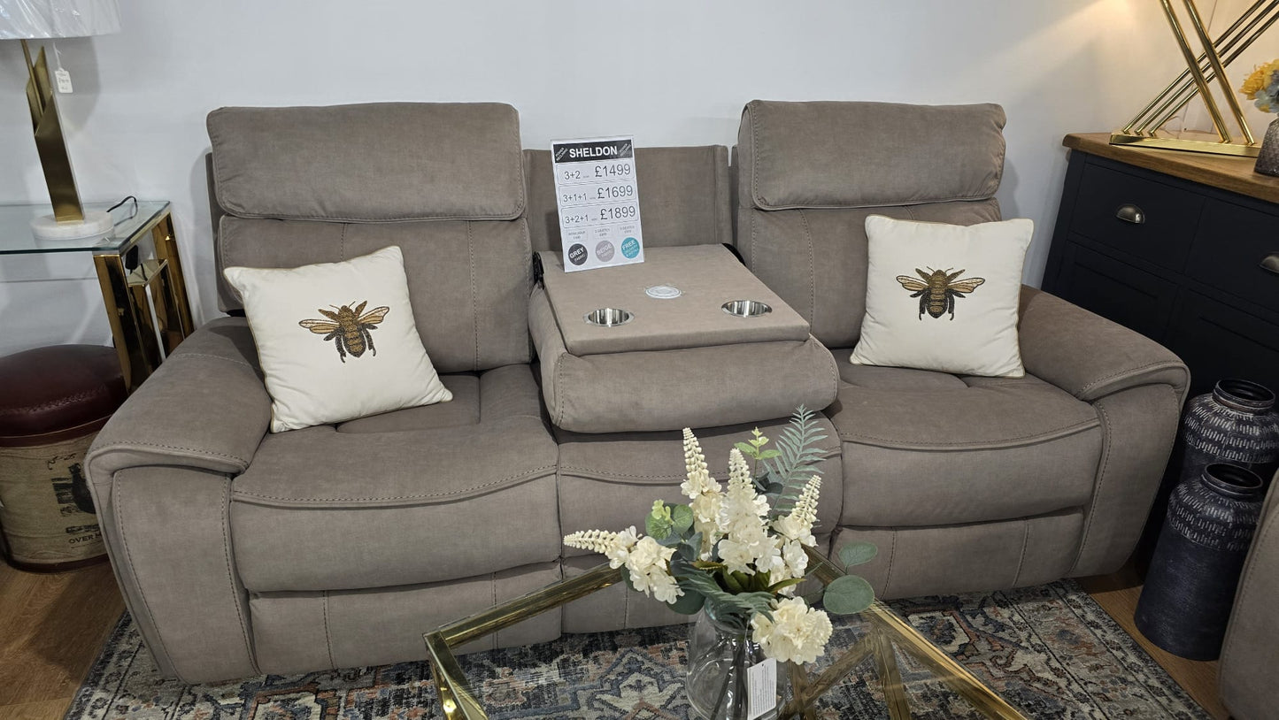 Sheldon Power Recliner Sofas - Beige Fabric