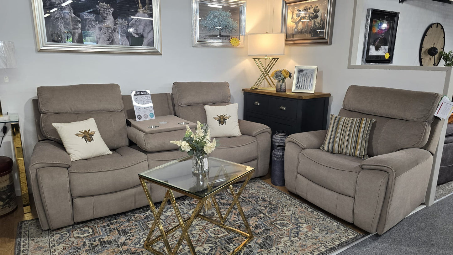 Sheldon Power Recliner Sofas - Beige Fabric