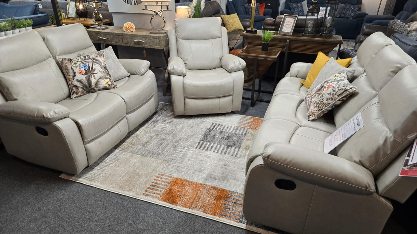 Cambridge Recliner Sofas - Light Beige Air Leather