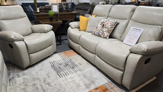Cambridge Recliner Sofas - Light Beige Air Leather