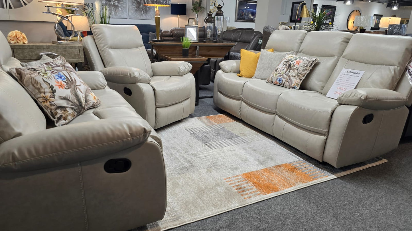 Cambridge Recliner Sofas - Light Beige Air Leather