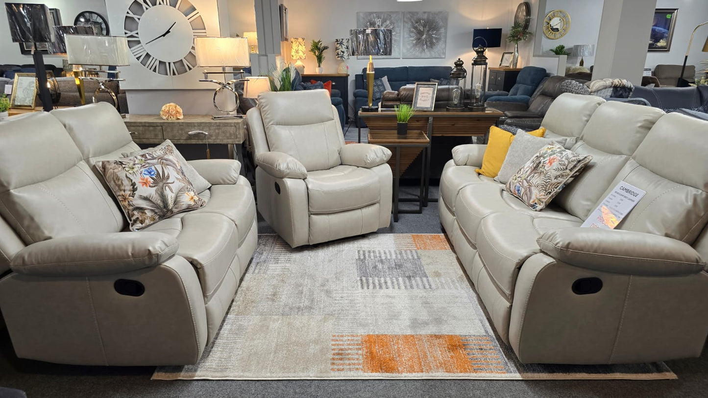 Cambridge Recliner Sofas - Light Beige Air Leather
