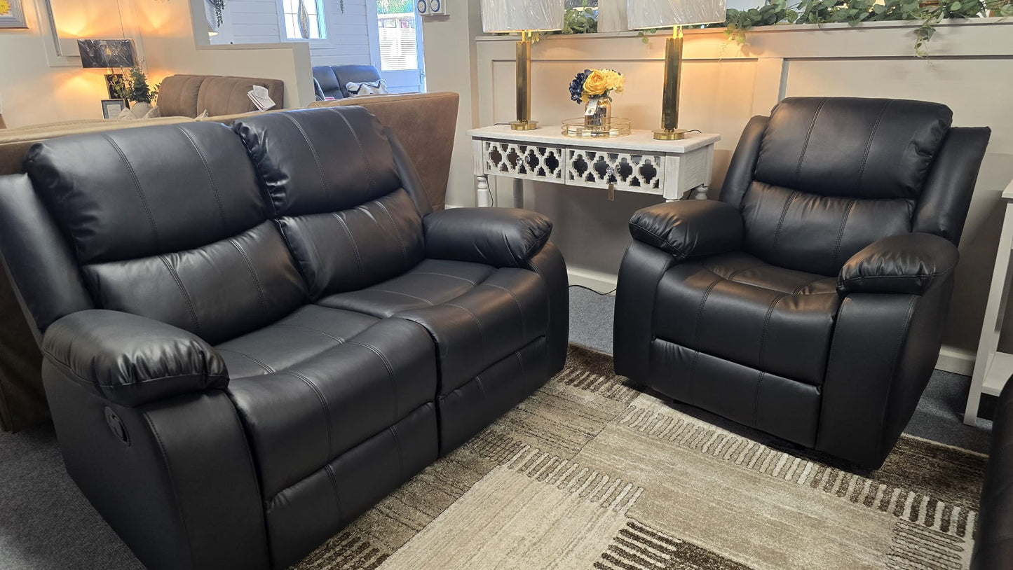 Emma Recliner Sofas - Black Air Leather