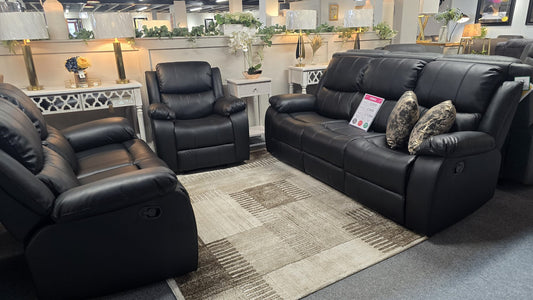 Emma Recliner Sofas - Black Air Leather