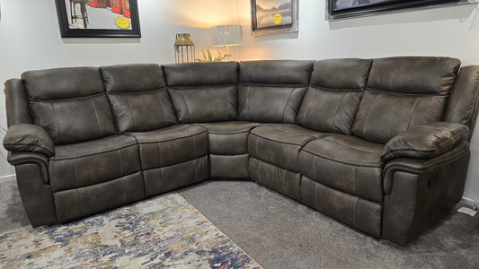 Kilkeen Recliner Corner Sofas - Brown Grey Air Leather