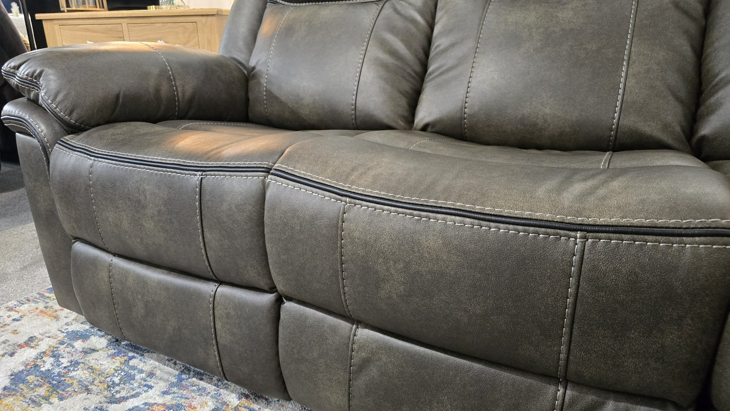 Kilkeen Recliner Corner Sofas - Brown Grey Air Leather