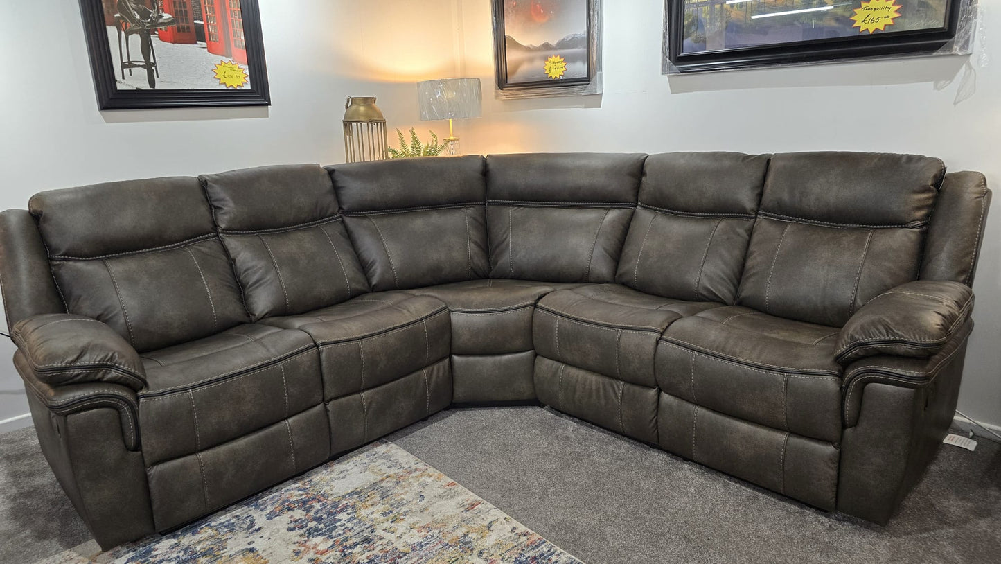 Kilkeen Recliner Corner Sofas - Brown Grey Air Leather