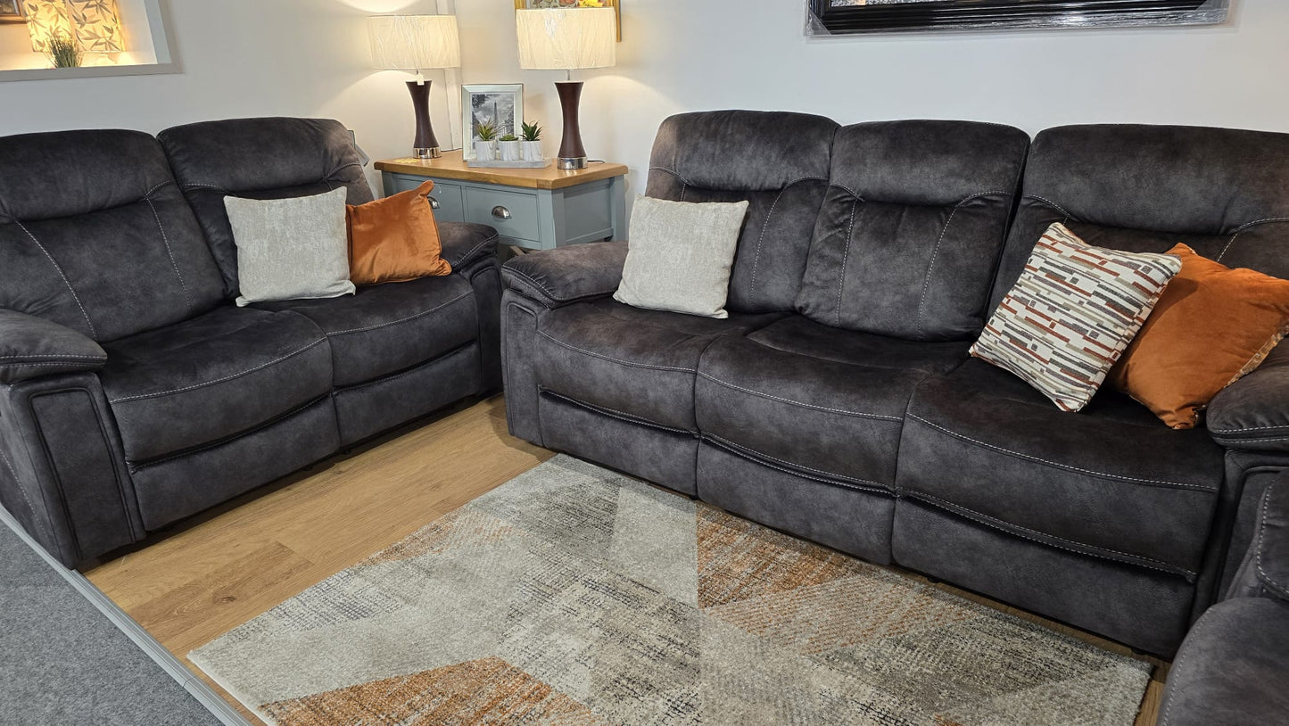 Silverta Recliner Sofas - Dark Grey Fabric