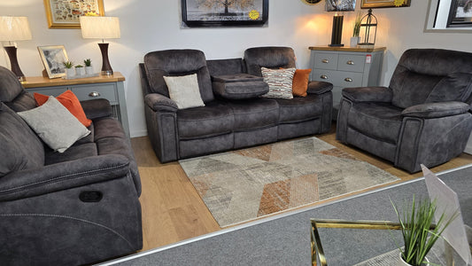 Silverta Recliner Sofas - Dark Grey Fabric