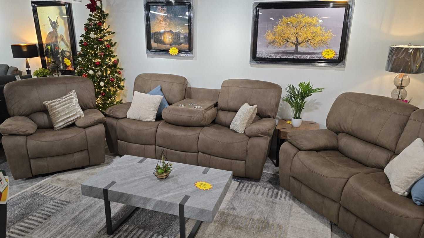 Manhattan Recliner Sofas - Stone Brown Fabric