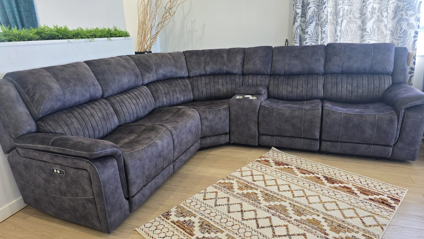 Platina Recliner Corner Sofas - Dark Grey Fabric