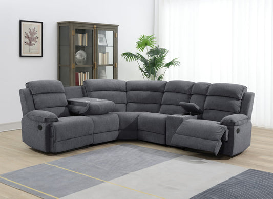 Lancaster Recliner Corner Sofas - Dark Grey Fabric