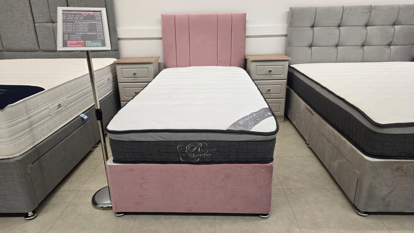 Divan Bed Set In Plush Silver