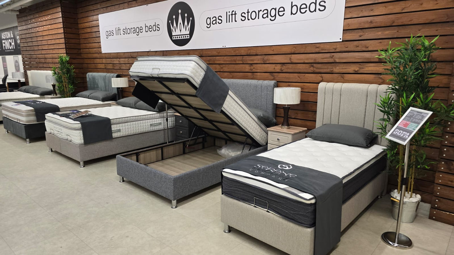 Dura Trio Hybrid MEDIUM Mattress Divan Sets - Jakarta 30' Headboard Westbury Taupe