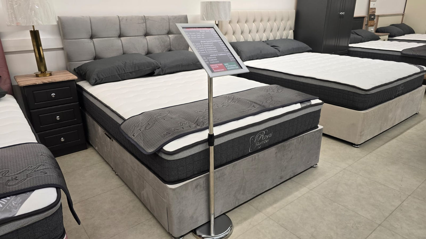 Dura Trio Hybrid MEDIUM Mattress Divan Sets - Venice 30' Headboard Sierra Denim