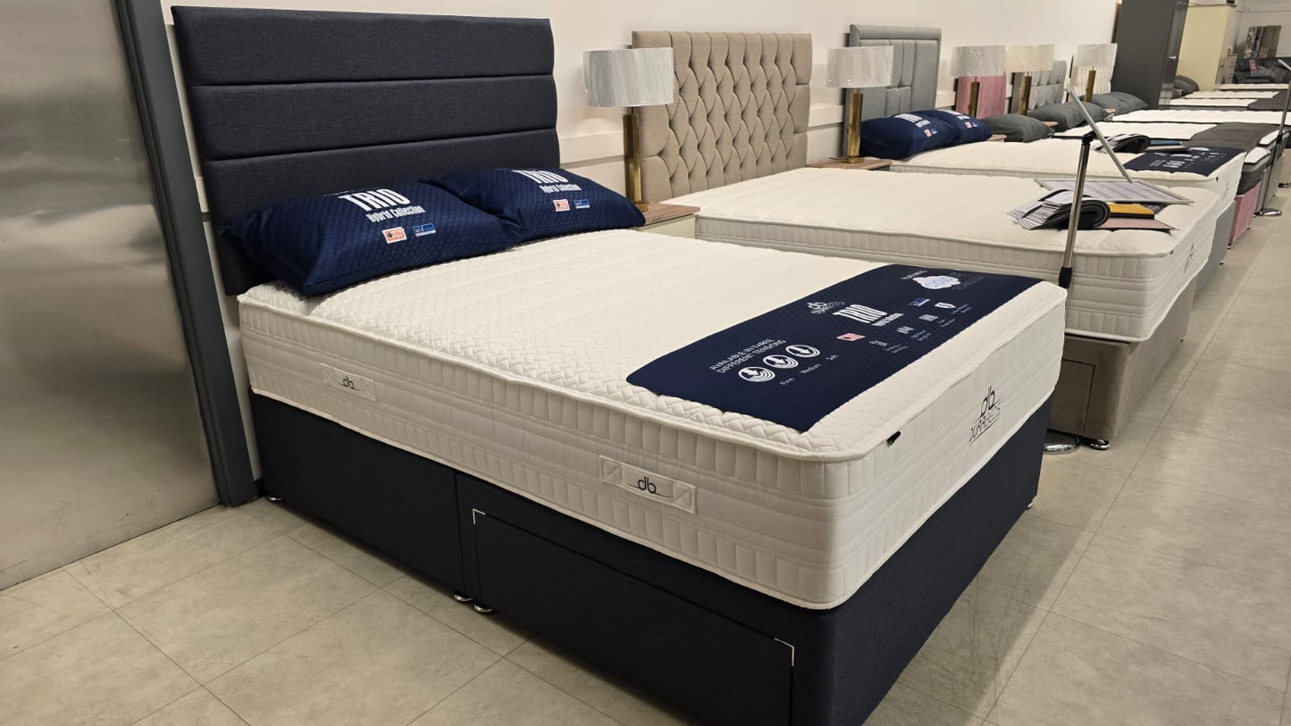 Dura Trio Hybrid SOFT Mattress Divan Sets - Isabella 30' Headboard Lana Silver