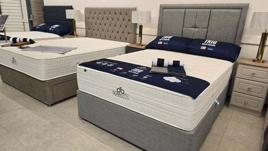 Dura Trio Hybrid SOFT Mattress Divan Sets - Isabella 30' Headboard Lana Silver