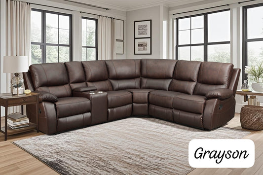 Grayson Recliner Corner Sofas - Brown Leather