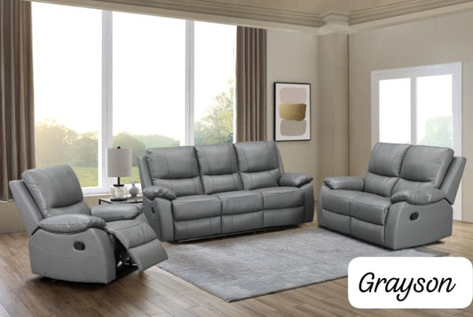Grayson Recliner Sofas - Grey Leather
