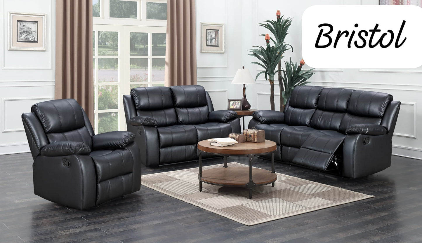 Cambridge Recliner Sofas - Black Air Leather