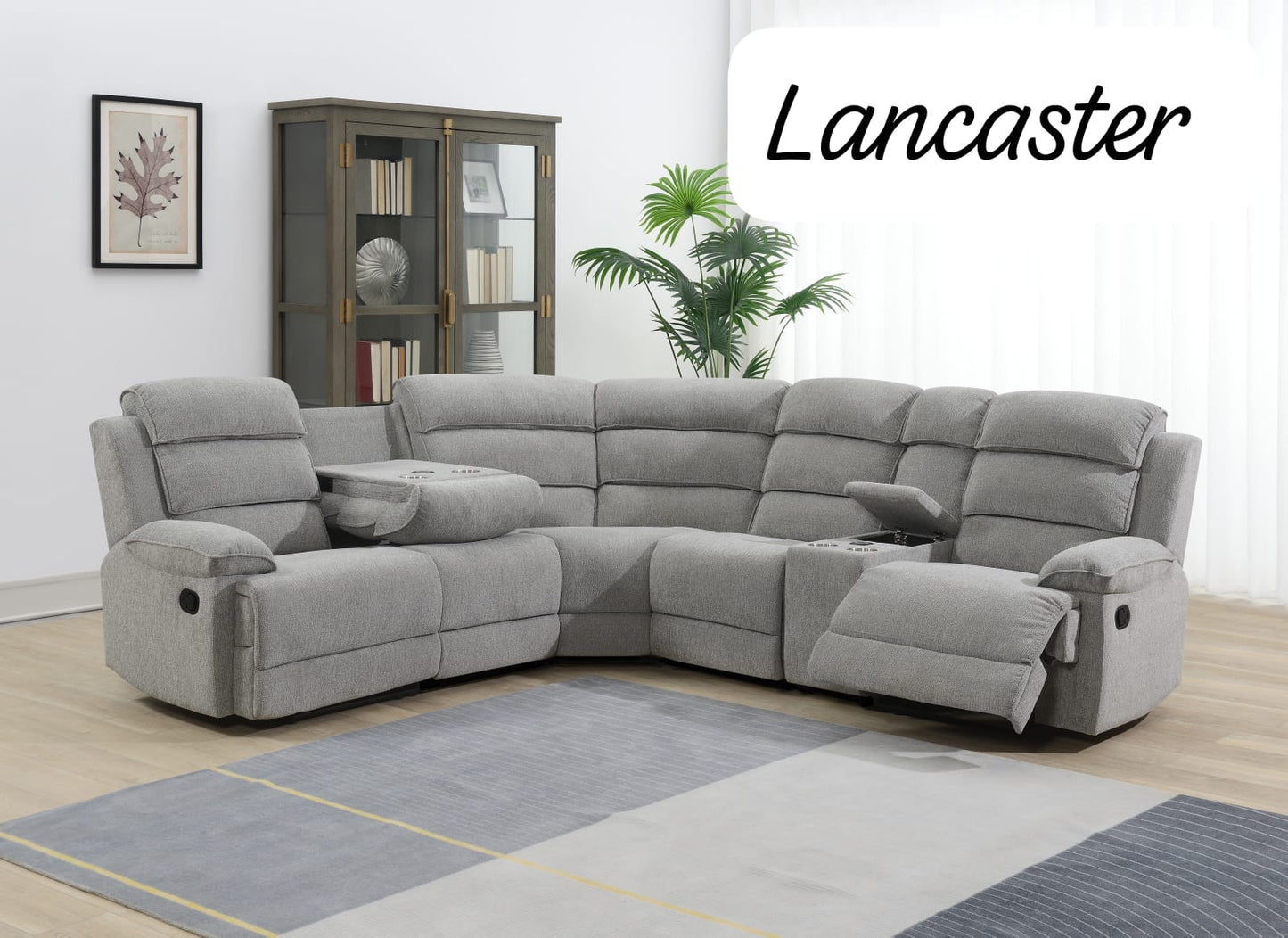 Lancaster Recliner Corner Sofas - Light Grey Fabric