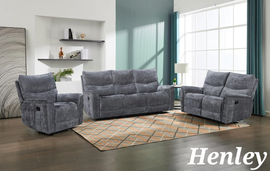 Henley Recliner Sofas - Grey Fabric