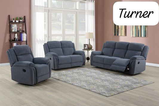Turner Recliner Sofas - Grey Fabric