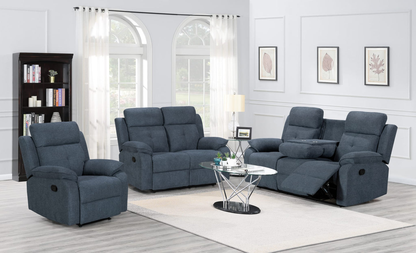 Abbey Recliner Sofas - Gunmetal Grey Fabric