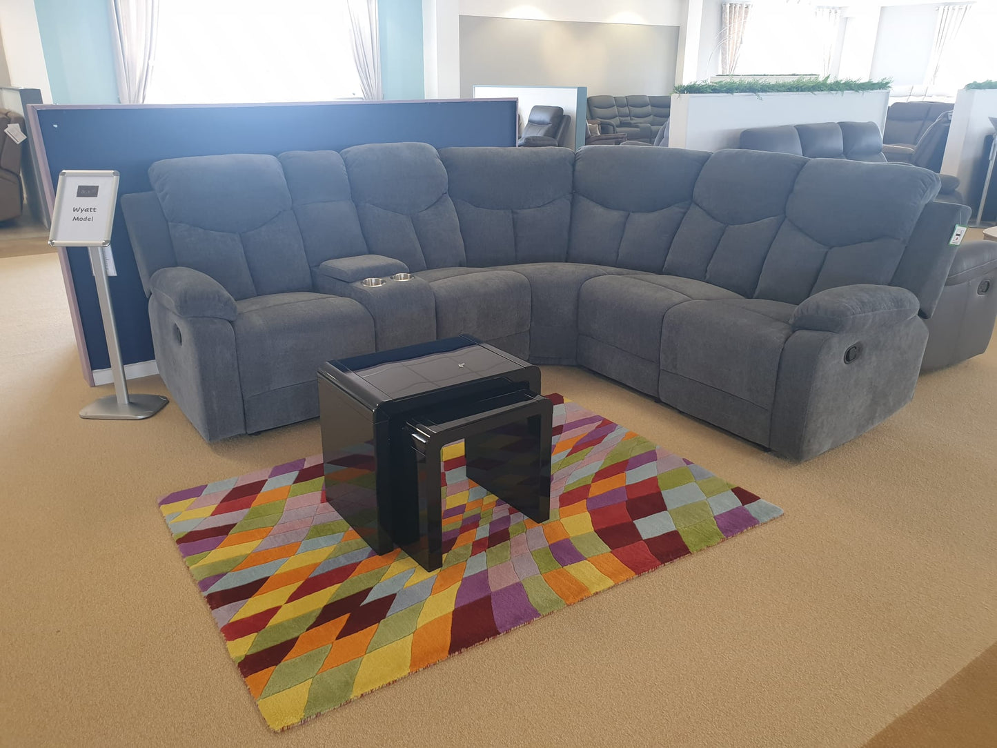 Wyatt Recliner Sofas - Grey Fabric