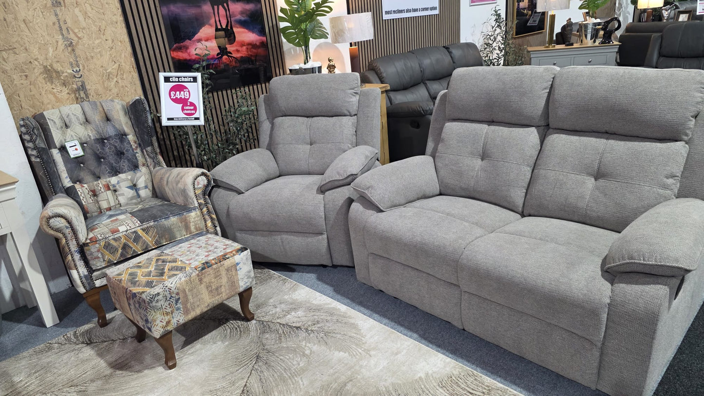 Abbey Recliner Sofas - Light Brown Fabric