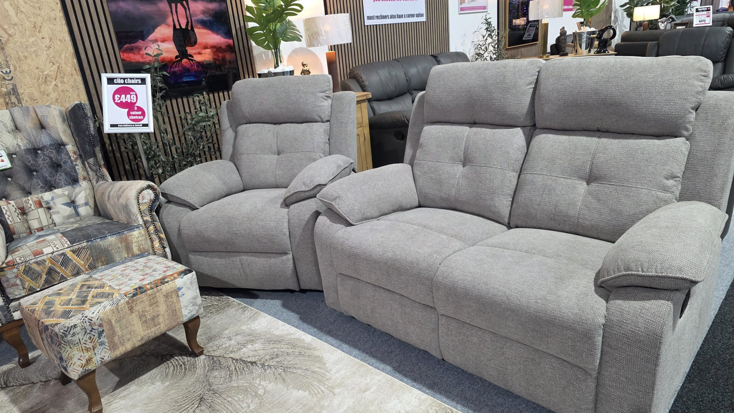 Abbey Recliner Sofas - Light Brown Fabric