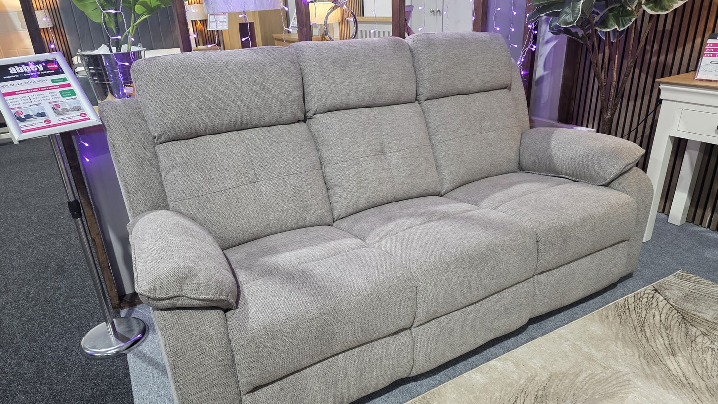 Abbey Recliner Sofas - Light Brown Fabric