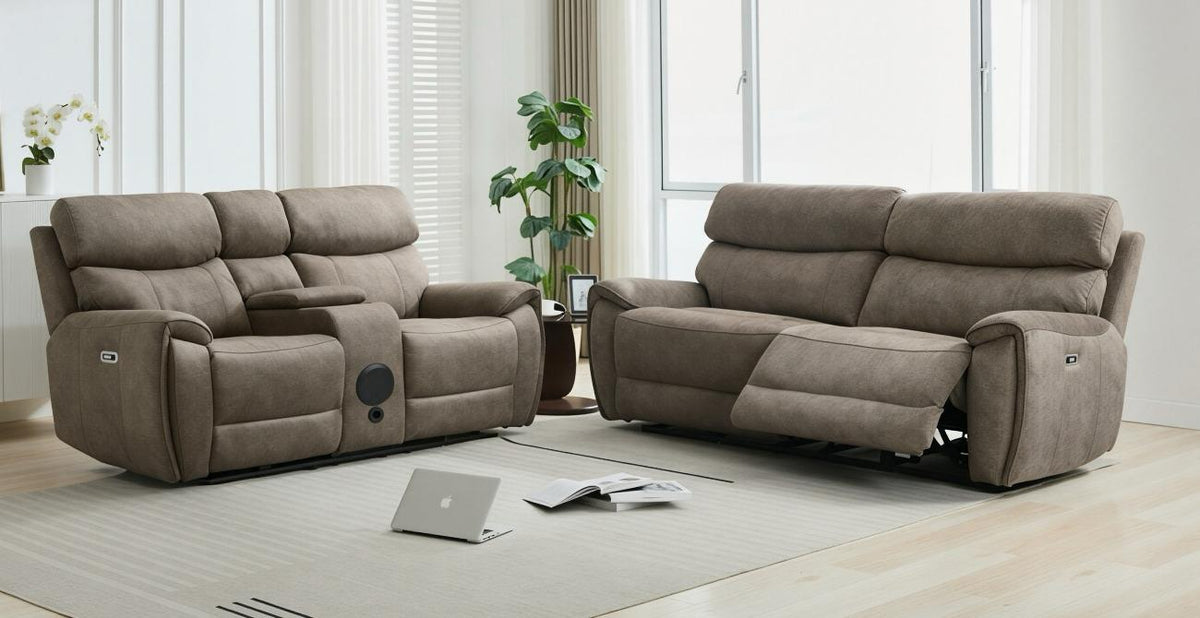 Seville Power Reclining Sofas - Taupe Fabric