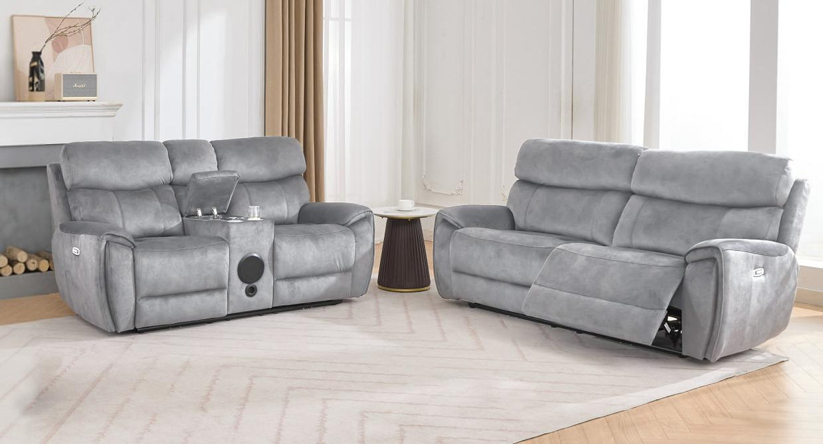 Seville Power Reclining Sofas - Platinum Fabric