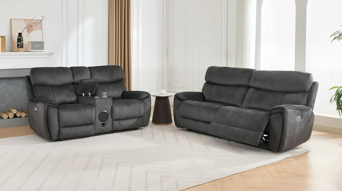Seville Power Reclining Sofas - Charcoal Fabric