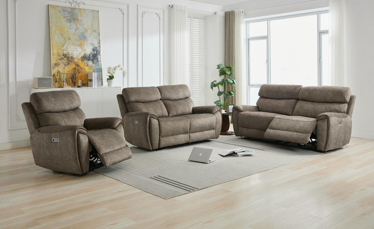 Seville Power Reclining Sofas - Taupe Fabric