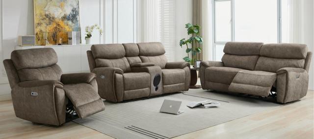 Seville Power Reclining Sofas - Taupe Fabric
