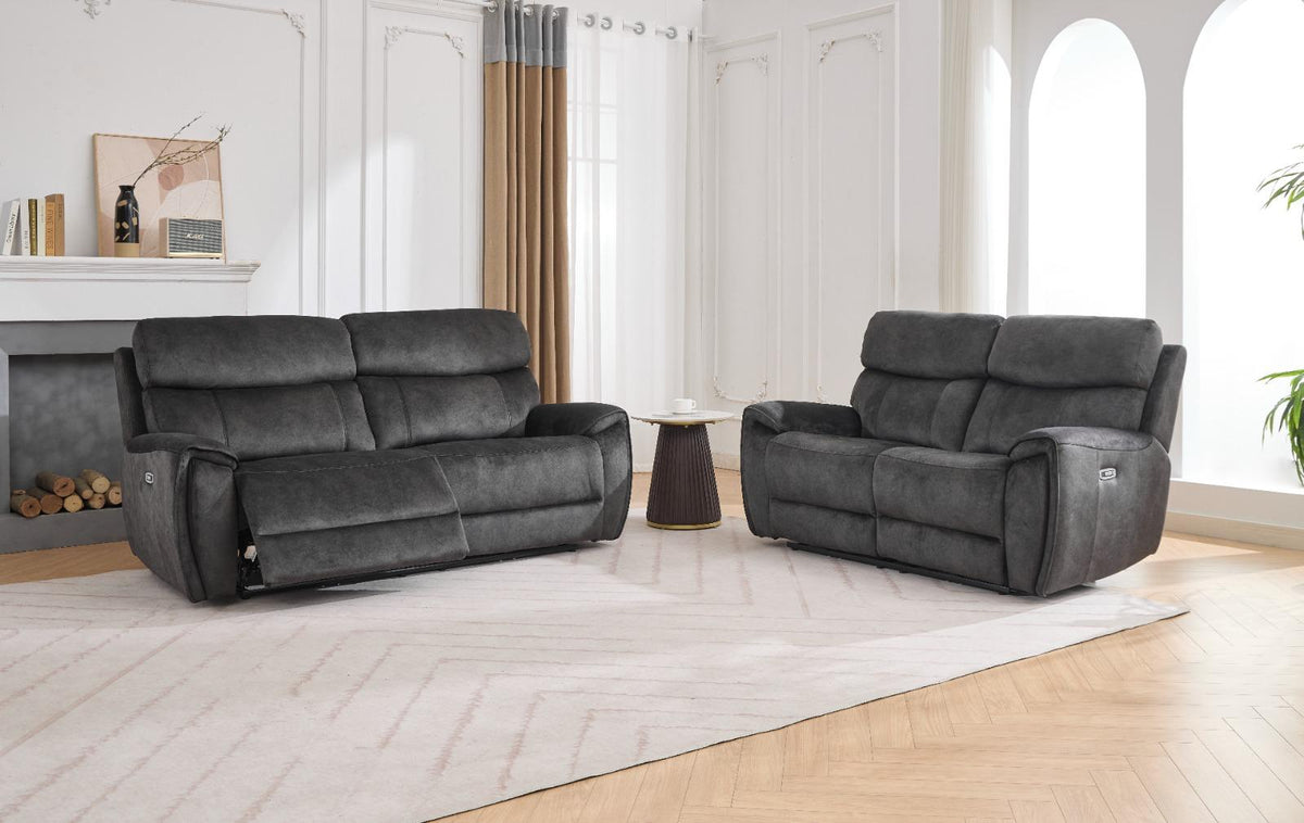 Seville Power Reclining Sofas - Charcoal Fabric