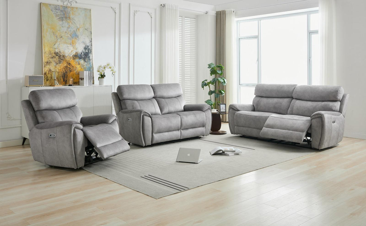 Seville Power Reclining Sofas - Platinum Fabric