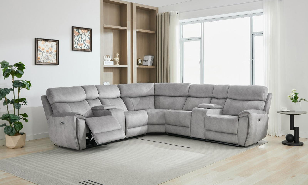 Seville Power Reclining Sofas - Platinum Fabric