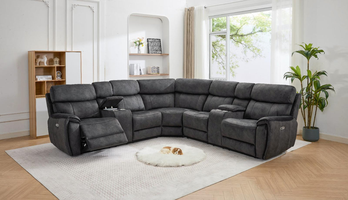 Seville Power Reclining Sofas - Charcoal Fabric