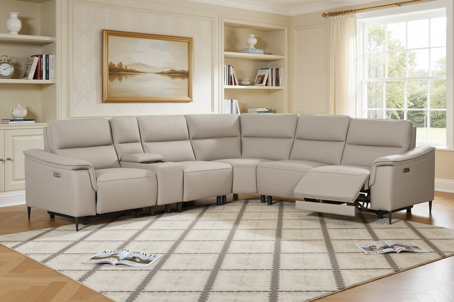 Naples Truffle Leather Power Recliner Sofas