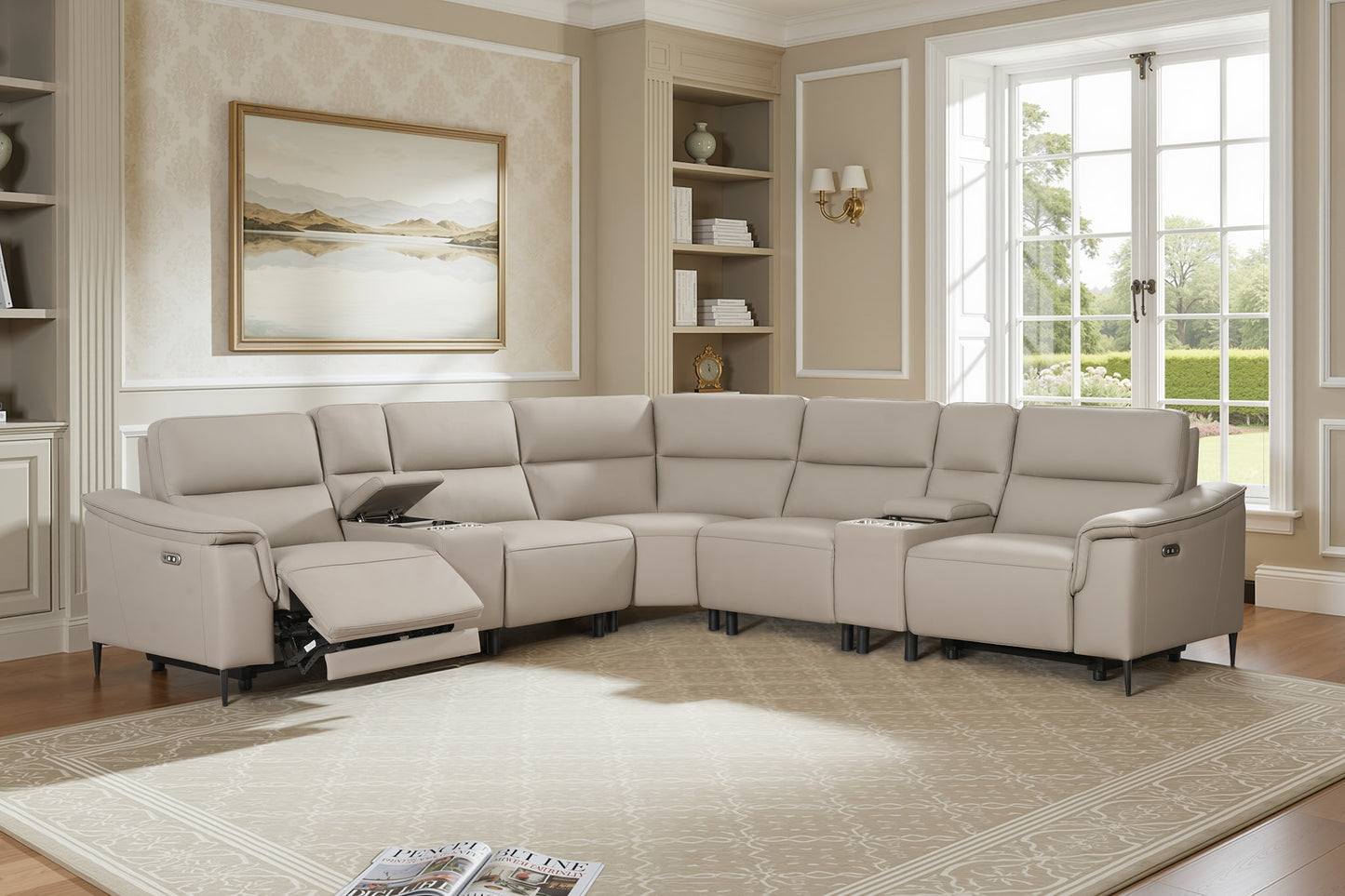 Naples Truffle Leather Power Recliner Sofas