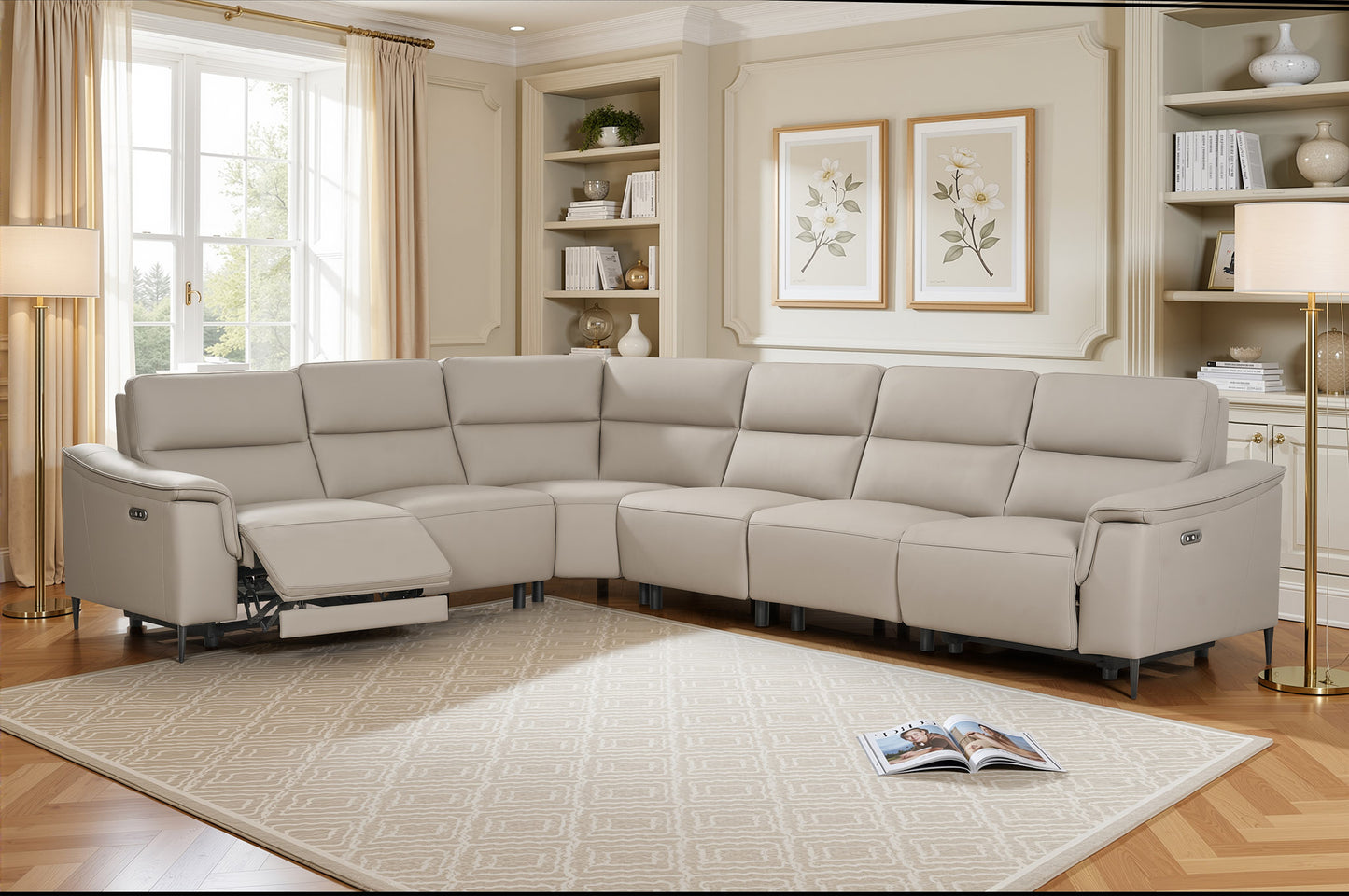 Naples Truffle Leather Power Recliner Sofas
