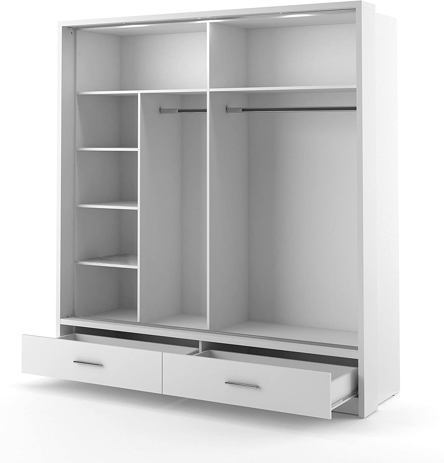 Alpha sliding door wardrobe  white 200cm front view